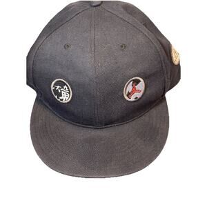 Michael Jordan Patch Mens Hat 4 Patches Jumpman Size 7 7/8 Fitted Black Back